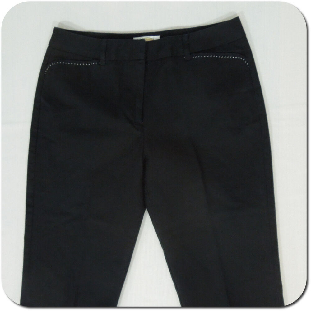 TALBOTS Crop Pants 4P Petites Womans Black White Stitching Side Pockets